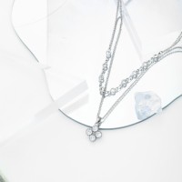 Hot Ins Collier pour femme avec cristal multicouche et diamant Zircon Rhodium et bijoux de chaîne de corde plaqué or
