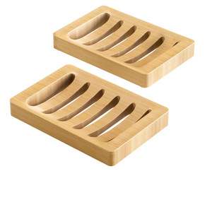 Porte-savon en bambou rectangulaire, design minimaliste, auto-drainant, rangement pour salle de bain - Product Image 2