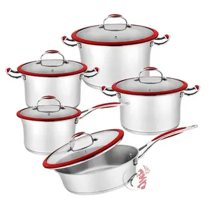 Wholesale Kitchenware 10pcs Stainless Steel Cooking Ware Set Induction Nonstick Cookware Pots And Pans Set