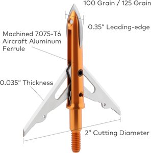 Pointes de chasse 6 pièces en acier inoxydable 420 à 3 lames, diamètre de coupe de 2 pouces, pour flèches de tir à l'<span class=keywords><strong>arc</strong></span>, arbalètes et arcs composés - Product Image 2