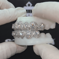 Grillz Dentaire Personnalisé en Argent 925 Moissanite Style Hip Hop Sertis de Diamants, Motif Nid d'Abeille, Bijoux de Corps de Haute Joaillerie