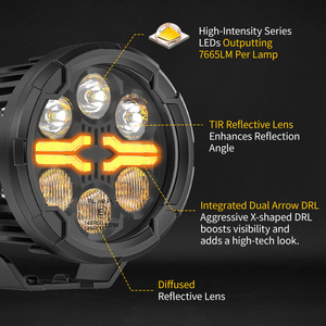 3.6 英寸双箭头 DRL 摩托车 LED 辅助聚光灯，带频闪功能，适用于 ADV 越野摩托车 - Product Image 4