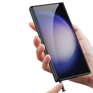 Étui de téléphone en fibre de carbone avec logo pour Samsung S23Ultra, étui en cuir <span class=keywords><strong>Risso</strong></span> anti-chute avec design de barre, style personnalisé - Product Image 4