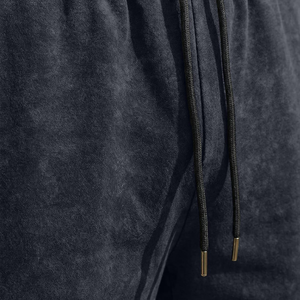 Shorts décontractés pour hommes 100% coton, respirants, séchage rapide, effet délavé à l'acide, taille élastique - Product Image 6