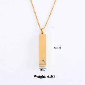 Ciondolo a barra con catena in acciaio inossidabile per ricordo commemorativo, collana con cristallo, gioielli da uomo per ceneri - Product Image 6