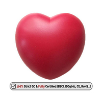 Balle anti-stress promotionnelle personnalisée en mousse PU, forme cœur rouge, souple, cadeau