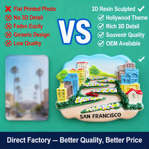 Imán de Resina Pintado a Mano en 3D para Refrigerador, Recuerdo de Viaje con el Monumento de la Calle Lombard de San Francisco, EE. UU., Impresión Digital con Logotipo Personalizado - Product Image 2