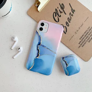 Cho iPhone Phù Hợp Với Điện Thoại Và Cho Airpod Trường Hợp Bộ Bóng In Bằng Đá Cẩm Thạch IMD Luxury XS 11Pro Max Xr Bìa Cho airpods 1 2 Trường Hợp