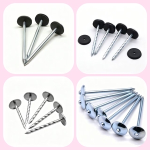 Clavos de Acero al Carbono Galvanizado BWG9 para el Mercado Sudamericano con Arandela de Goma, Clavos para Techos Tipo Paraguas con Vástago Liso/Trenzado - Product Image 2