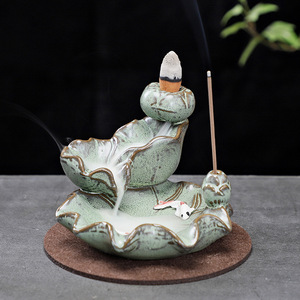Brûleur d'encens à refoulement artisanal de style nouveau, en céramique créative, pour aromathérapie, support religieux pour bois de santal, pour la maison et l'intérieur - Product Image 3