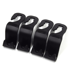 Car Seat Back <b>Hook</b> <b>Plastic</b> Slip <b>Hook</b> Four Pack Black For Car Interior Storage - Product Image 1