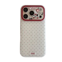 Coque de téléphone double couche motif chien à pois rouges de dessin animé coréen pour iPhone 17 Pro Max 16 15 14 13 – Housse mignonne pour filles