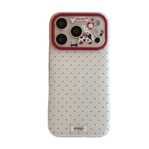 Coque de téléphone double couche motif chien à pois rouges de dessin animé coréen pour iPhone 17 Pro Max 16 15 14 13 – Housse mignonne pour filles - Product Image 5