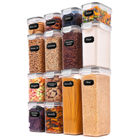 Ensemble de contenants à céréales en plastique transparent pour garde-manger, pâtes, nouilles, riz, céréales, boîte à collation, rangement alimentaire, sans BPA, avec couvercles empilables