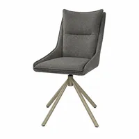 Fauteuil pivotant moderne beige à hauteur réglable, rotation à 360°, structure métallique, chaise de salle à manger aspect lin pour la maison, le bureau et la salle à manger