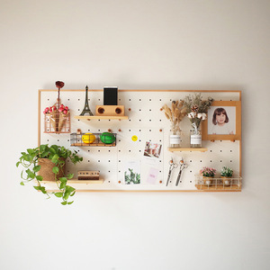 Wooden Pegboard Wall <b>Shelf</b> Rectangle <b>Adjustable</b> Storage Rack Nordic Style Kitchen Organization - Product Image 1