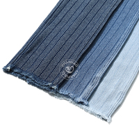 80% coton Vertical motif ondulé BlueJacquard Denim tissu pour jean 10.5 Oz haute qualité Denim tissu en gros