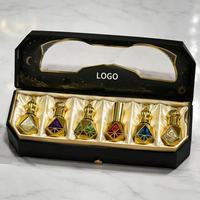 Nouveau flacon de parfum hexagonal à facettes de 8 ml avec motif étoile dorée, applicateur à bille pour bâtonnet, pulvérisateur rechargeable avec bouchon à vis pour huile Attar