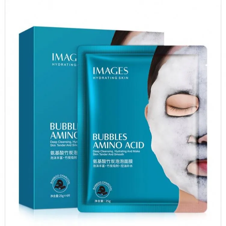 Afbeeldingen 1Pc Aminozuur Bubble Gezichtsmasker Porie Bamboe Houtskool Masker Whitening Gezichtsmasker