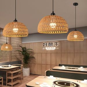 Luce a sospensione in <span class=keywords><strong>legno</strong></span> stile giapponese Retro lampada personalizzata per ristorante crema tavolo da pranzo Bar cover sfumature - Product Image 4