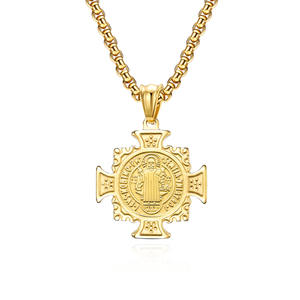Collana Tempusort con Ciondolo Scheda Sacra di <span class=keywords><strong>San</strong></span> Benedetto Placcata Oro 18K in Acciaio Inossidabile per Uomo, Gioielli alla Moda all'Ingrosso - Product Image 4