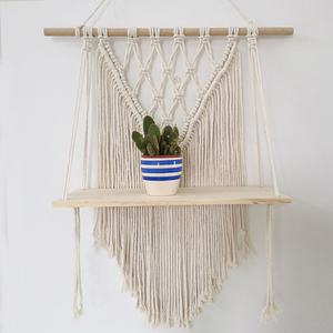 Single Tier <strong>Mini</strong> Chic Organizer <strong>Macrame</strong> Boho Wall Hanging Shelf for Home Nursery - Product Image 2