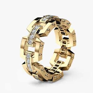 Anello da uomo in rame con zirconi intarsiati, elegante gioiello da mano per cerimonie e uso quotidiano - Product Image 1