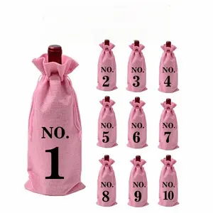 Bán Buôn Thiết Kế Mới In Vải Bố Tái Sử Dụng Rượu Vang Tote Túi Màu Đỏ Sao Vàng Đay Nhung Bền Dây Kéo Cá Nhân Tái Chế - Product Image 5