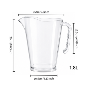 <span class=keywords><strong>Pichet</strong></span> à bière en <span class=keywords><strong>plastique</strong></span> transparent de 1,8 L pour la maison, les fêtes, les restaurants, les bars, <span class=keywords><strong>pichet</strong></span> à eau, chopes à bière en <span class=keywords><strong>plastique</strong></span> - Product Image 1