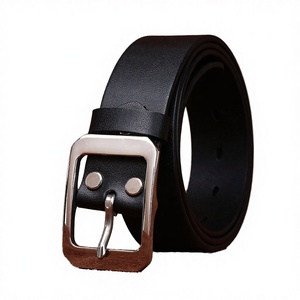 Ceinture de costume pour homme en cuir de vachette avec boucle en acier inoxydable noir - Product Image 2
