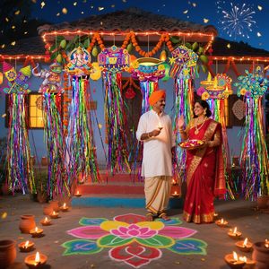 8 шт. Diwali & <span class=keywords><strong>Ganesh</strong></span> Chaturthi уличные украшения с кисточками Diwali Yard подвесные знаки 3,3 футов индийский праздничный Декор - Product Image 5
