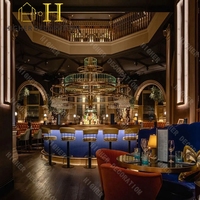 Design d'intérieur de restaurant de luxe Design de comptoir de bar de restaurant en marbre facile à nettoyer avec lumière pour la décoration de restaurant