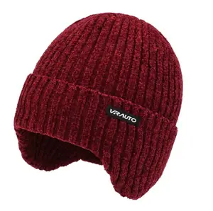Topi rajut lapisan bulu perlindungan telinga penghangat Musim Dingin label logo kustom topi produsen topi ukuran dewasa uniseks