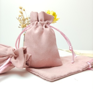 Sac de luxe en suède avec cordon de serrage pour bijoux, emballage cadeau de haute qualité, personnalisable avec logo imprimé en couleur - Product Image 3