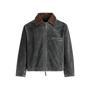 <span class=keywords><strong>Giacca</strong></span> da Lavoro in <span class=keywords><strong>Pelle</strong></span> Scamosciata Stile Western Personalizzata, Colletto a Contrasto, Zip Bidirezionale, Etichetta Privata, <span class=keywords><strong>Giacca</strong></span> da Motociclista in <span class=keywords><strong>Pelle</strong></span> per <span class=keywords><strong>Uomo</strong></span> - Product Image 1