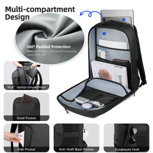 <span class=keywords><strong>Zaino</strong></span> HEROIC KNIGHT personalizzabile con ricarica USB, borsa da lavoro impermeabile espandibile per laptop da uomo, grande capacità, <span class=keywords><strong>idrorepellente</strong></span> - Product Image 4