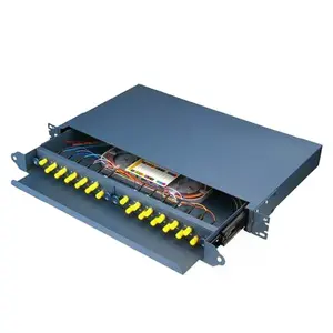 8 12 24 48 Port Fibra Óptica Patch Panel 1U 19 Polegadas Montagem em Rack LC SC Equipamento Completo Din Rail Deslizando Fibra Patch Panel