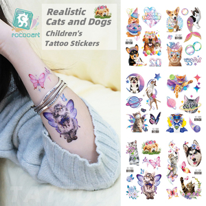 Nuovo corpo del fumetto <span class=keywords><strong>tatuaggio</strong></span> temporaneo della festa di compleanno del viso della scuola adesivo del <span class=keywords><strong>tatuaggio</strong></span> con i cani del gatto realistici adesivi del <span class=keywords><strong>tatuaggio</strong></span> dei bambini - Product Image 1