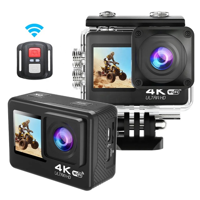 Waterproof Action Camera 4K 60FPS 2 Inch Touch Dual Screen Wifi + Remote Control 4X Zoom Vlogging Video Sports Camera