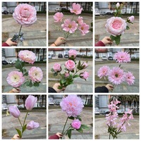 Vente en gros de fleurs artificielles roses de la série rose, décoration de mariage, arrangement floral, série Royal Navy Dusty Fuchsia