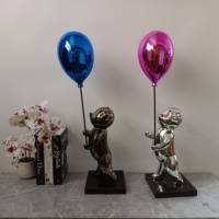 Sculpture Animale en Résine Ours Ballon Minimaliste Luxe Léger Noir, Accessoires Décoratifs pour Bureau et Salon Evelyn
