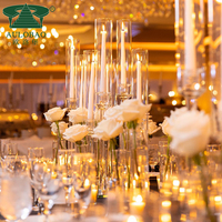 Grand chandelier en acier inoxydable pour événements de mariage, chandelier à bougies coniques