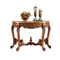 Console d'entrée demi-lune en bois massif européen, artisanale, vintage, pour couloir de villa, mobilier de hall minimaliste