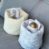 Panier de rangement en coton matelassé à motif floral vintage, organisateur pour pinceaux de maquillage et produits de soin