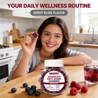 Gummies NAD+ Resvératrol Collagène Peptides Biotine Kératine Berbérine Saveur Baies 60 Unités Complément Adulte