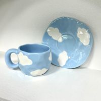 Lelyi INS lumière luxe peint à la main nuage tasse à café en céramique et soucoupe ensemble mignon rétro après-midi tasse à thé