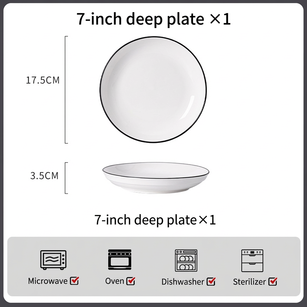 Plato hondo blanco de 7 pulgadas