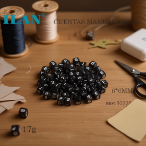 Perline Quadrate Ilan 6x6mm Nere con Numeri Bianchi per Lavori Manuali - Product Image 2