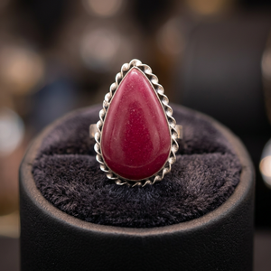 Bague en rubis pour femme, style vintage, pierre précieuse taille poire, argent sterling 925, cadeau de fiançailles, de mariage ou d'anniversaire - Product Image 4