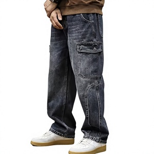 AAFII IMPEX Jean Cargo Homme Coupe Ample Gris Foncé Délavé Décontracté Jambe Large Multi-Poches Denim 100% Coton Écologique Respirant - Product Image 2